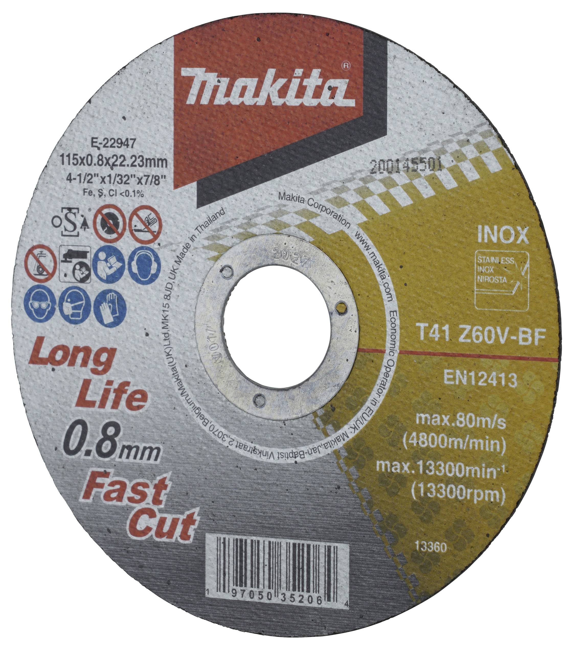 Makita E-22947-12 Trennscheiben-Set 115 mm 12 St. rostfreier Stahl-1