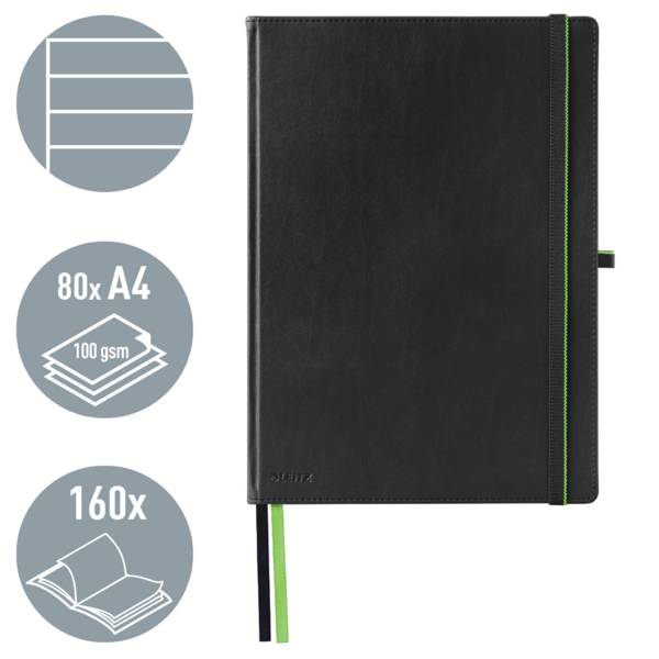 Leitz 44720095 Notizbuch liniert Schwarz Anzahl der Blätter: 80 DIN A4-9