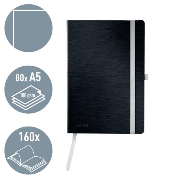 Leitz 44531094 Notizbuch blanko Satin Schwarz 80 Blatt DIN A5-2