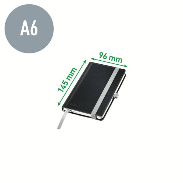 Leitz 44911094 Notizbuch kariert Satin Schwarz 80 Blatt DIN A6-4