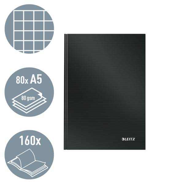 Leitz 46660095 Notizbuch kariert Schwarz Anzahl der Blätter: 80 DIN A5-2