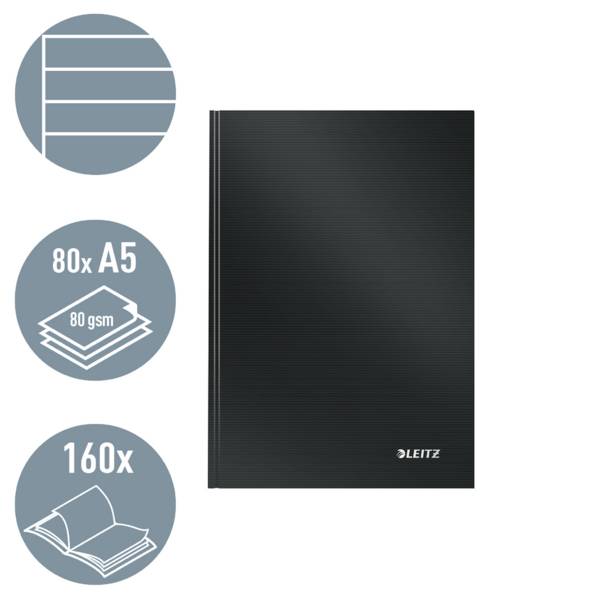 Leitz 46670095 Notizbuch liniert Schwarz 80 Blatt DIN A5-2
