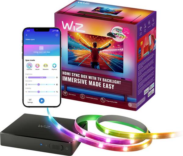 WiZ Sync box starter kit 55"-65" EU 8720169078604 LED-Streifen-Set   240 V 260 cm RGB  1 St.
