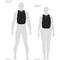 Zwei Silhouetten einer Person, eine 177 cm (5'9") und die andere 163 cm (5'4"), jeweils mit einem Rucksack von 26 cm Breite und 37 cm Höhe.