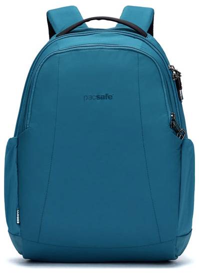 Blauer Rucksack mit elegantem, modernem Design, ausgestattet mit mehreren Fächern, Seitentaschen und einem robusten Griff, geeignet für Reisen oder den täglichen Gebrauch.