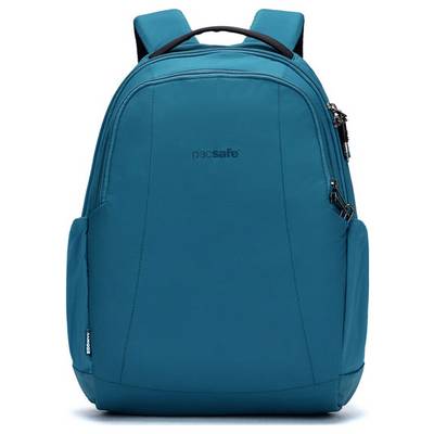 Blauer Rucksack mit elegantem, modernem Design, ausgestattet mit mehreren Fächern, Seitentaschen und einem robusten Griff, geeignet für Reisen oder den täglichen Gebrauch.
