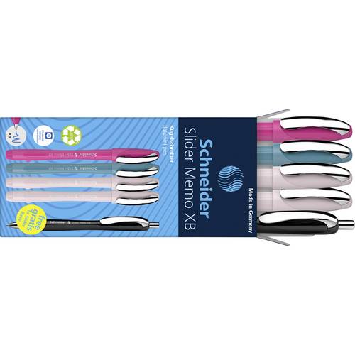 Thumbnail - Schneider Schreibgeräte Etui 4x Memo + 1x Rave sortiert 150255 Kugelschreiber Schreibfarbe: Blau 5 St.
