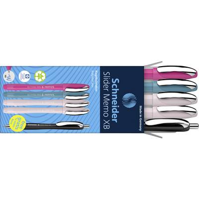 Schneider Schreibgeräte Etui 4x Memo + 1x Rave sortiert 150255 Kugelschreiber Schreibfarbe: Blau 5 St.-0