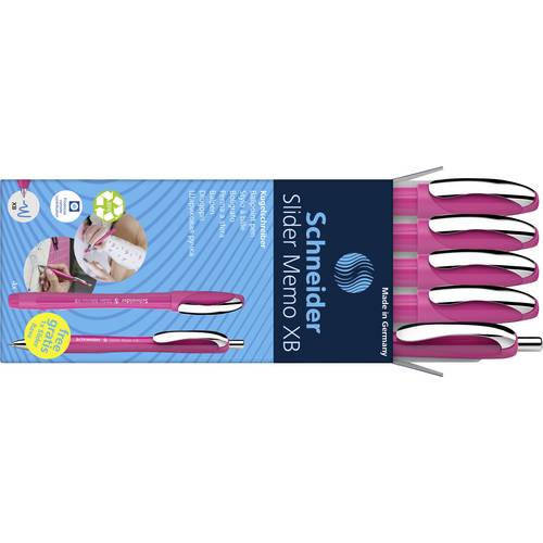 Schneider Schreibgeräte Etui 4x Memo + 1x Rave power pink 150265 Kugelschreiber Schreibfarbe: Blau 5 St.