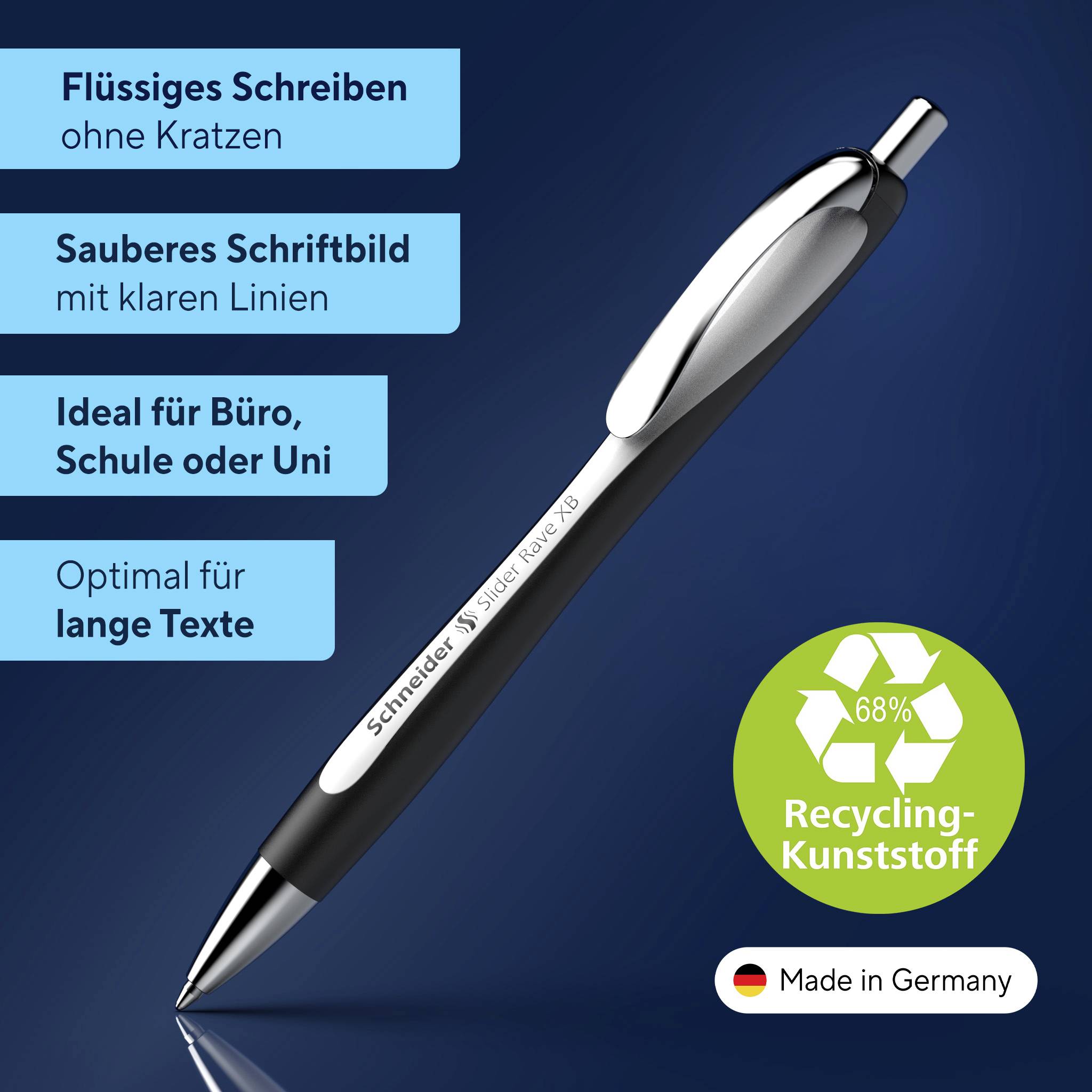 Schneider Schreibgeräte Slider Rave weiß-schwarz Mine XB blau 132549 Kugelschreiber 0.7 mm Schreibfarbe: Blau 1 St.-2