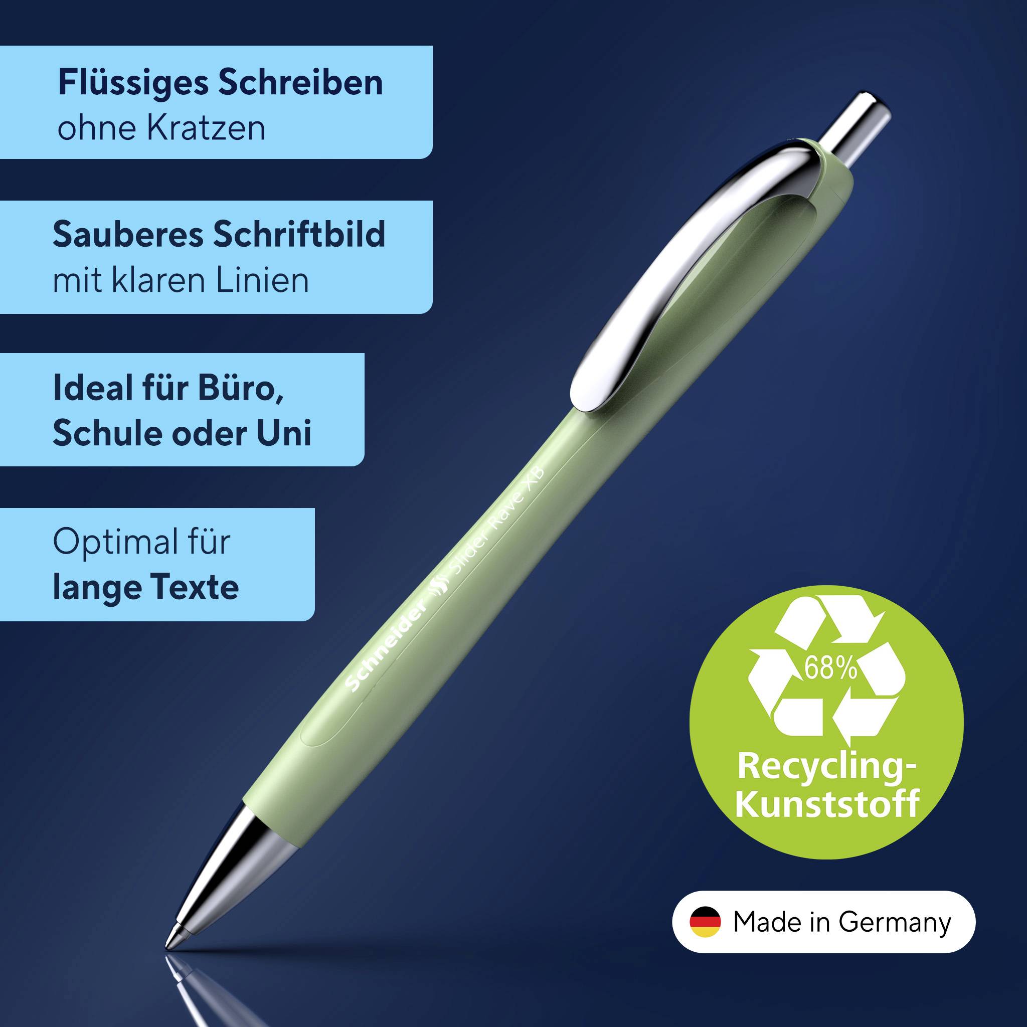 Schneider Schreibgeräte Slider Rave organic green, Mine Slider 755 XB blau 132544 Kugelschreiber 0.7 mm Schreibfarbe: Bl-2