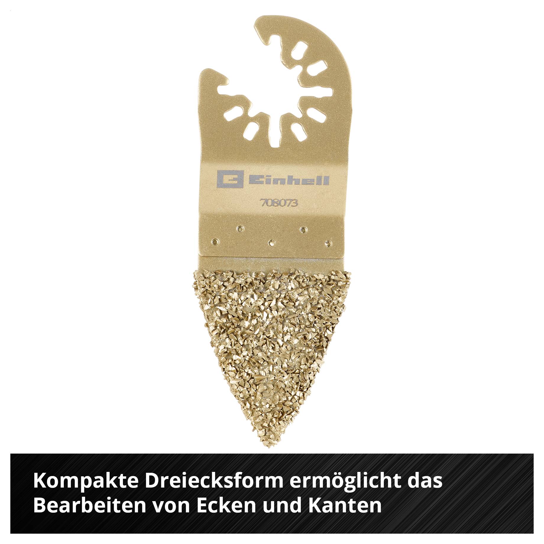 'Oszillierendes Multitool-Zubehör mit kompakter Dreiecksform, ideal zum Bearbeiten von Ecken und Kanten.'