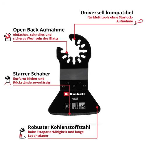 Einhell 708002 Schaber HCS, Starr 52mm Chrom-Vanadium Stahl, HCS Schaber 52 mm 1 St.