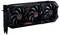 Eine schwarze Grafikkarte mit drei großen Lüftern, versehen mit roten und schwarzen Akzenten und einem 'PowerColor' Logo in der mittleren Lüfteröffnung.