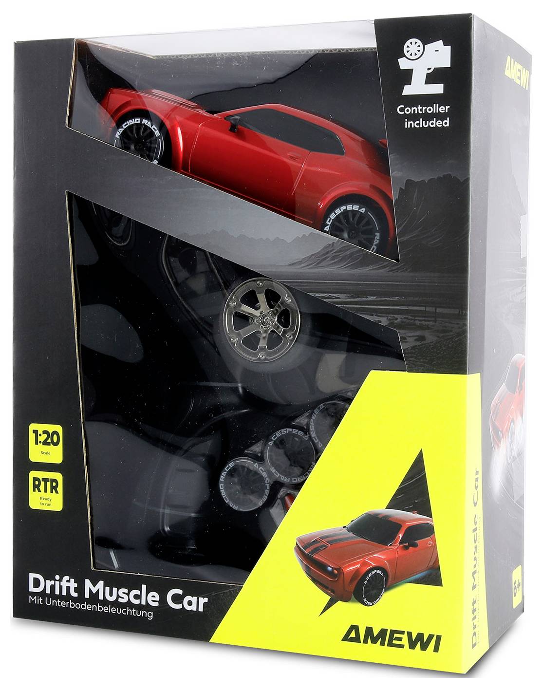 Amewi Muscle Car Onroad/Drift Rot 1:20 RC Einsteiger Modellauto Elektro Straßenmodell Allradantrieb (4WD) RtR 2,4 GHz mi-8
