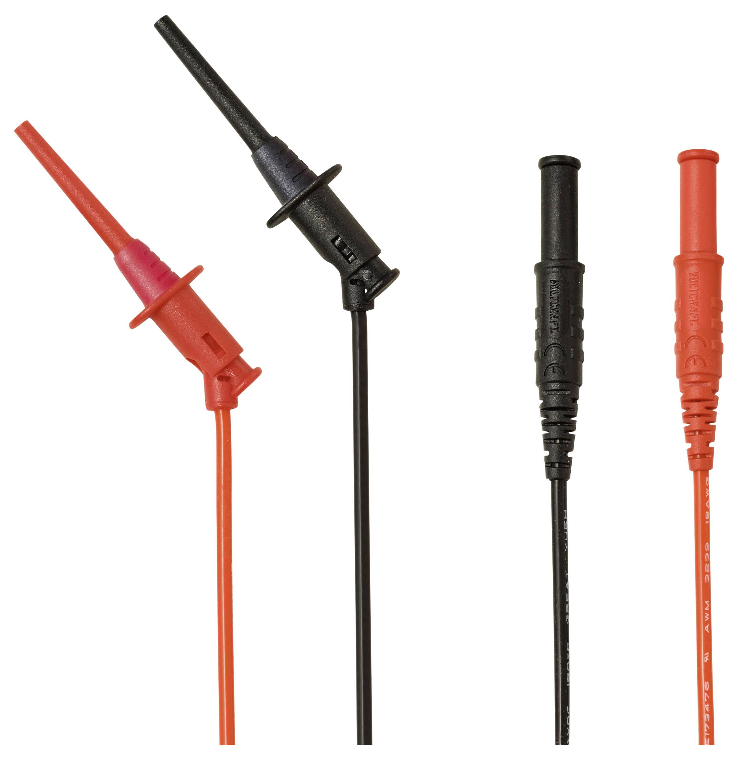VOLTCRAFT MSL-528 Messleitung 1.2 m mit Miniatur Abgreifhaken CAT II 300 V 1 Paar-1