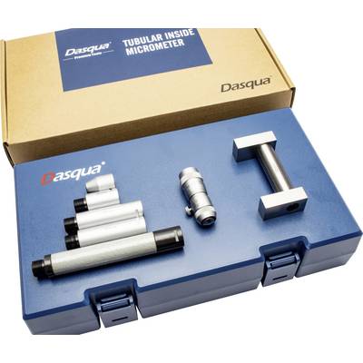 Ein Dasqua Rohr-Innenmesstaster-Set mit mehreren Messstäben, einem Messuhrkopf und einem robusten Koffer, verwendet für präzise Innenmessungen.