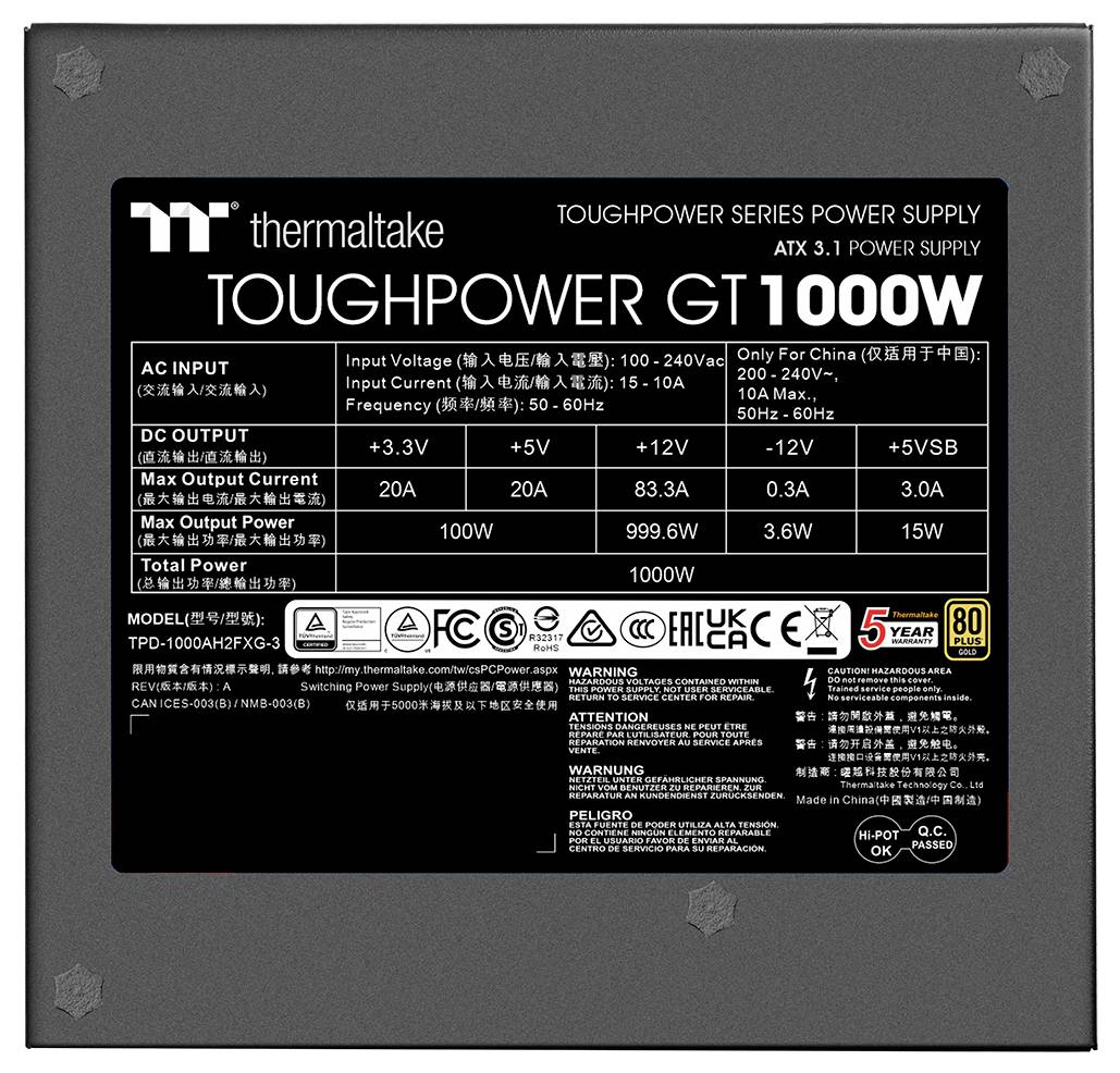 Thermaltake Toughpower GT 1000W PC Netzteil 1000 W ATX 80PLUS® Gold-10