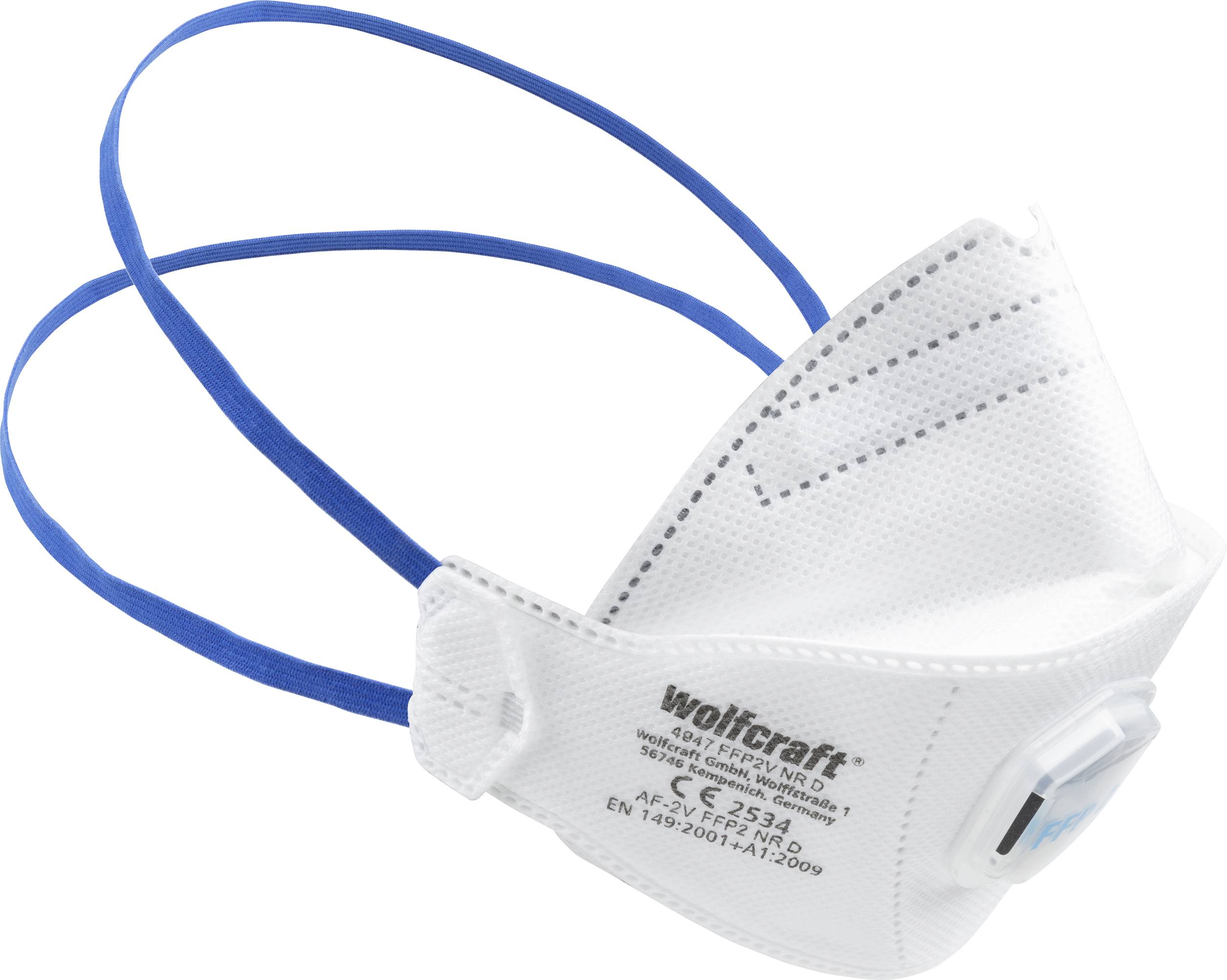 Wolfcraft 4947000 Feinstaubmaske mit Ventil FFP2 D 2 St. EN 149:2001 + A1:2009