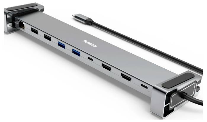 hama 00200145 USB-C-Docking-Station "Connect2Office Basic V2", Standfüße, 9 Ports-5