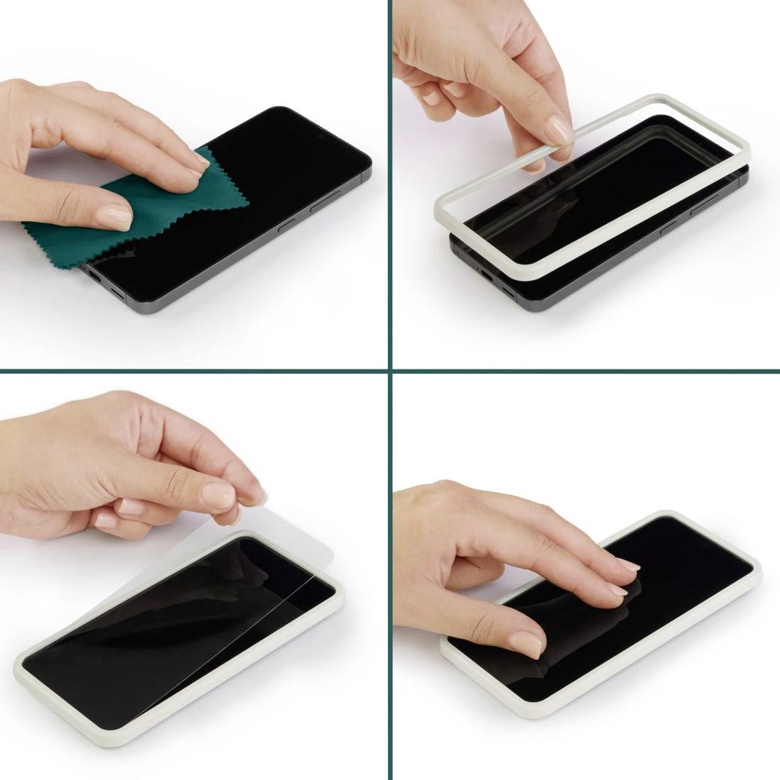 hama 00228515 Handy-Schutzglas "Clear Protect" für Samsung Galaxy S25, Montagehilfe-8