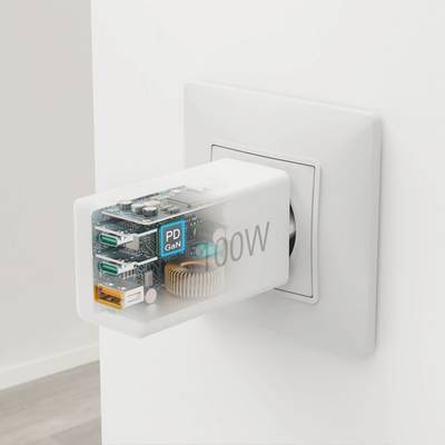 hama 00201997 Schnellladegerät, GaN, 2x USB-C, 1x USB-A, Mini-Ladegerät, PD, 100 W, Weiß-14