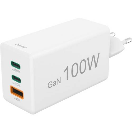 Thumbnail - Hama Schnellladegerät, GaN, 2x USB-C, 1x USB-A, Mini-Ladegerät, PD, 100 W, Weiß USB Ladegerät 100 W Weiß