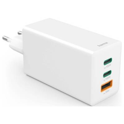 hama 00201997 Schnellladegerät, GaN, 2x USB-C, 1x USB-A, Mini-Ladegerät, PD, 100 W, Weiß-1