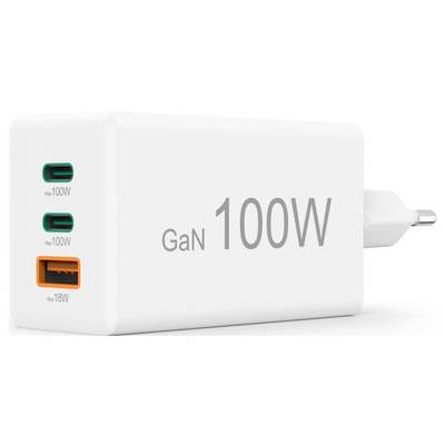 hama 00201997 Schnellladegerät, GaN, 2x USB-C, 1x USB-A, Mini-Ladegerät, PD, 100 W, Weiß-6