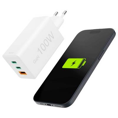 hama 00201997 Schnellladegerät, GaN, 2x USB-C, 1x USB-A, Mini-Ladegerät, PD, 100 W, Weiß-10