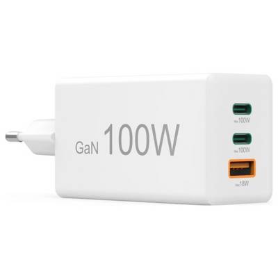 hama 00201997 Schnellladegerät, GaN, 2x USB-C, 1x USB-A, Mini-Ladegerät, PD, 100 W, Weiß-11