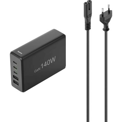 hama 00201978 USB-Ladestation 5 Ports, GaN, Schnellladegerät, 3xUSB-C, 2xUSB-A, PD, 140 W