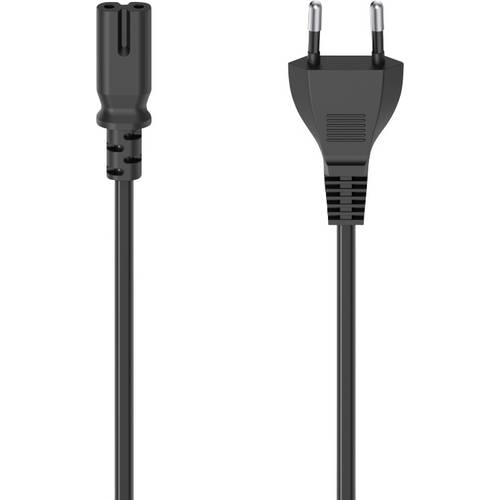 hama 00223275 Netzkabel mit Eurostecker, 2-Pin-Stecker, Doppelnut/C7, 2,5 m, Schwarz