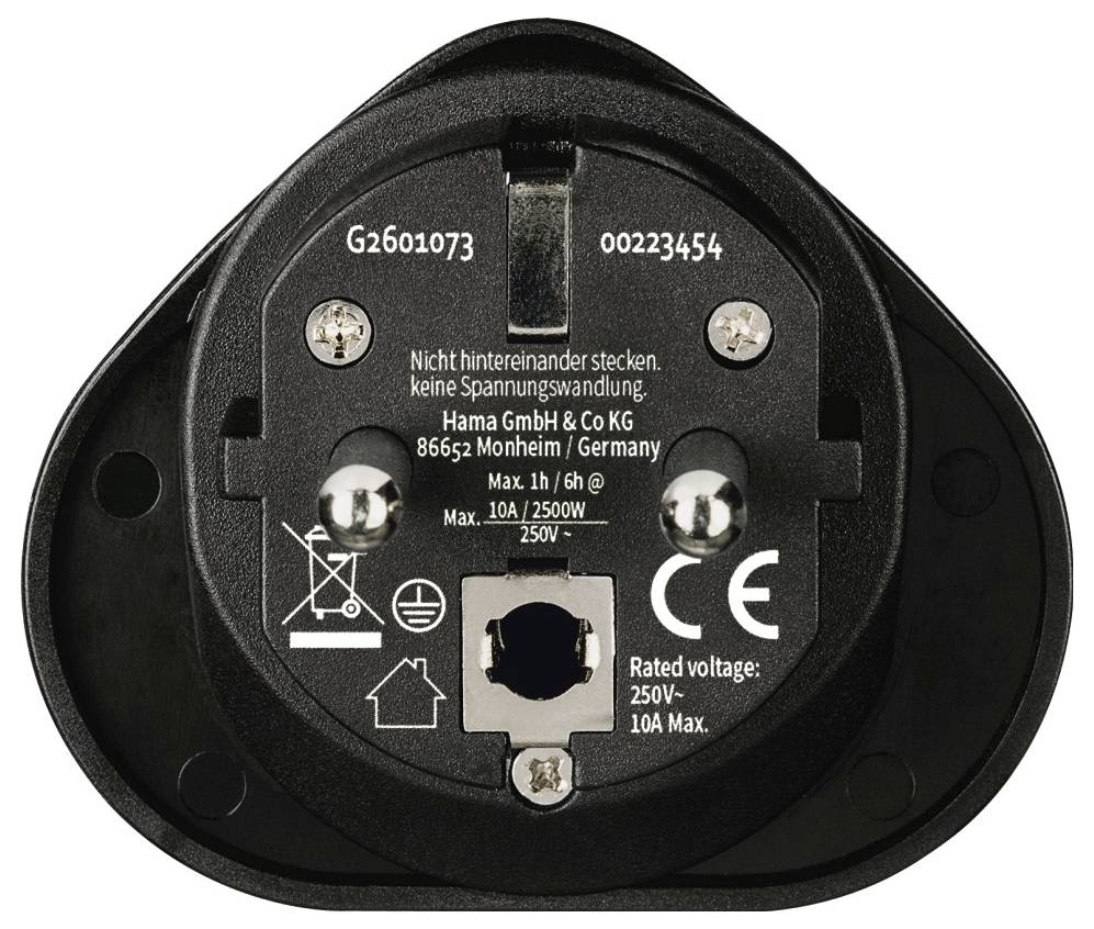 hama 00223454 Reiseadapter Typ E und F, 3-polig, universal, Welt nach Europa, Schwarz-4