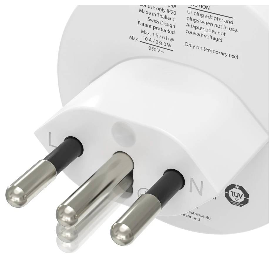 hama 00223484 Reiseadapter Typ J, L, N, 3-polig, für die Schweiz, Italien und Brasilien-5