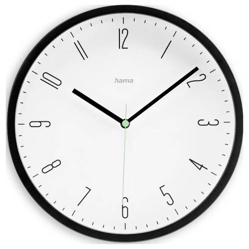 hama 00185882 Wanduhr Capri, Quarzuhr, analog, modern, Ø 25 cm, Schwarz