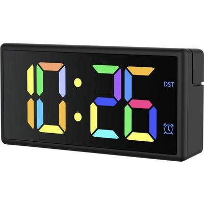 hama 00222208 Digitaler Wecker "Ibiza", Multicolor-Display, mit USB-Ladefunktion, Schwarz-0