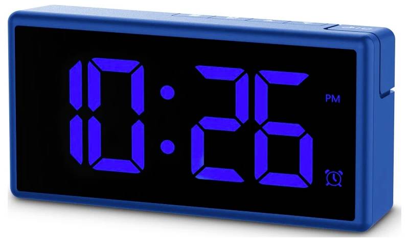hama 00222209 Digitaler Wecker "Ibiza", Multicolor-Display, mit USB-Ladefunktion, Blau-4