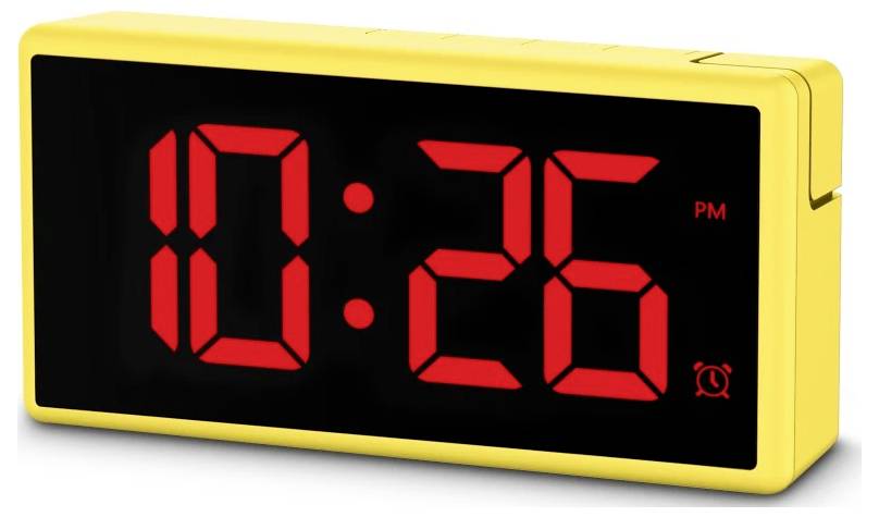 hama 00222210 Digitaler Wecker "Ibiza", Multicolor-Display, mit USB-Ladefunktion, Gelb-5