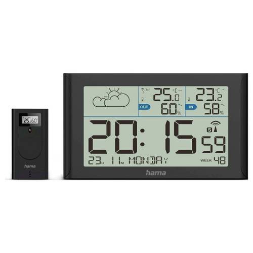Thumbnail - hama 00222216 Wetterstation Sylt, mit Außensensor, Funk, Wecker, Schwarz