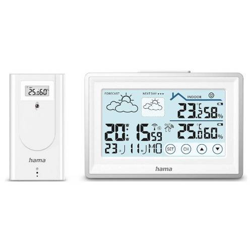 Thumbnail - hama 00222228 Wetterstation Bahamas, mit Außensensor, Funk, Wecker, Raumklima, Weiß