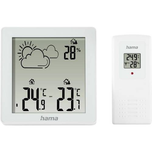 hama 00222234 Wetterstation Zakynthos, Thermometer, Hygrometer, mit Außensensor, Weiß