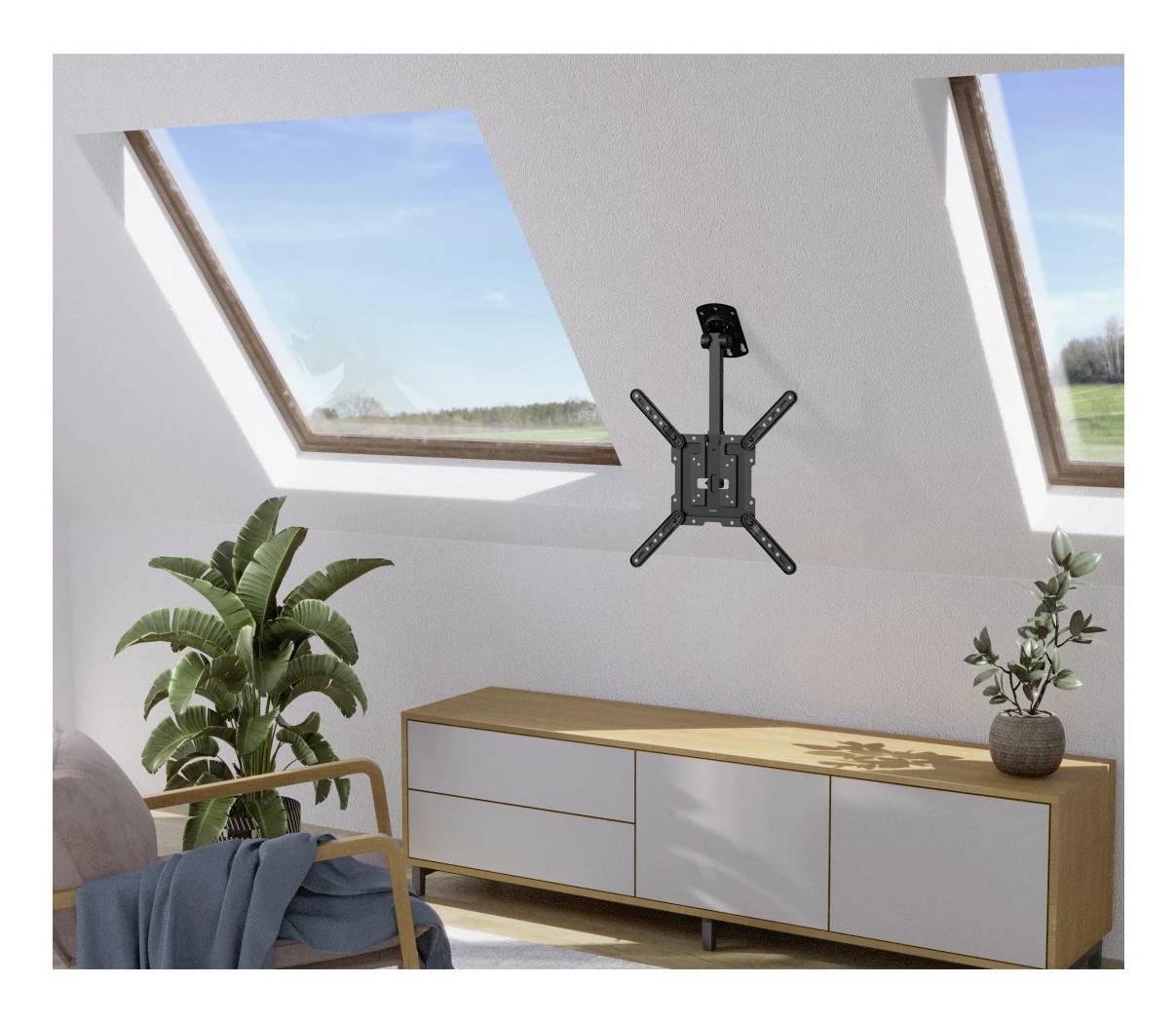hama 00220877 TV-Deckenhalterung schwenkbar, höhenverstellbar, 400x400, 165 cm (65"), SW-4