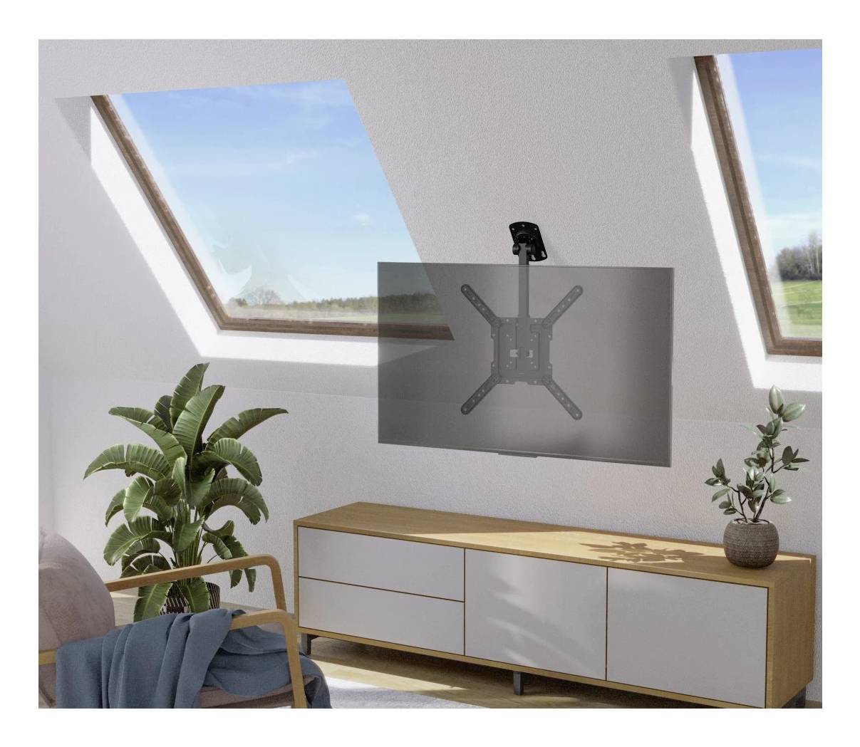 hama 00220877 TV-Deckenhalterung schwenkbar, höhenverstellbar, 400x400, 165 cm (65"), SW-5