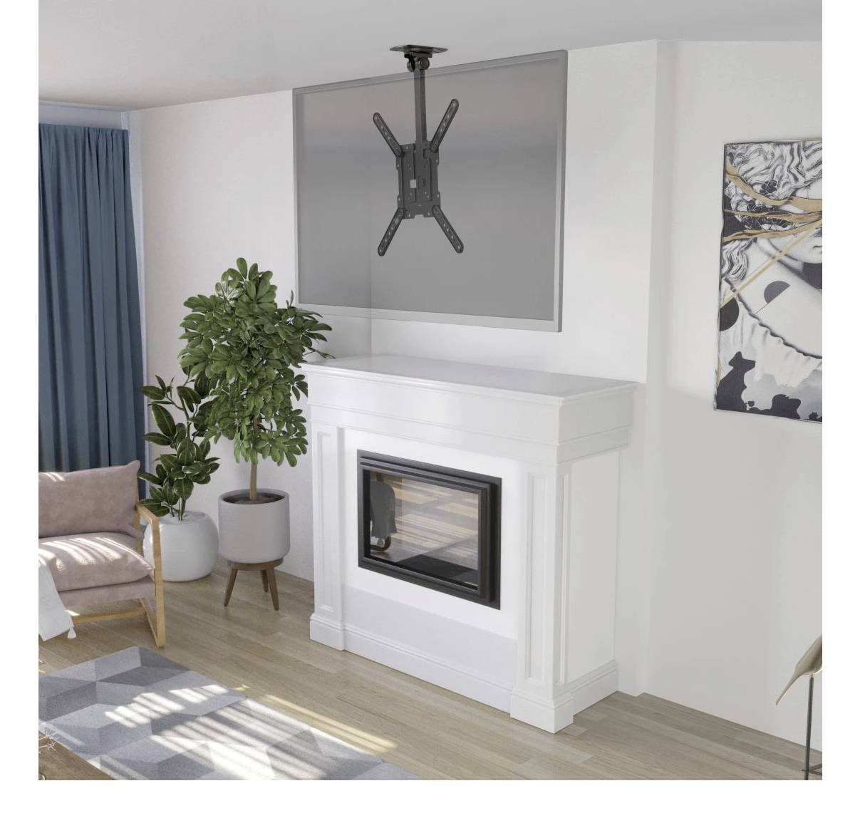 hama 00220877 TV-Deckenhalterung schwenkbar, höhenverstellbar, 400x400, 165 cm (65"), SW-6