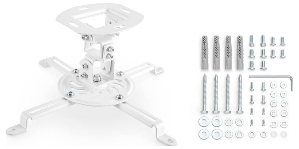 Hama Beamerhalterung, schwenkbar, drehbar, neigbar, für Decke, bis 13,5 kg Beamer-Deckenhalterung Weiß-6