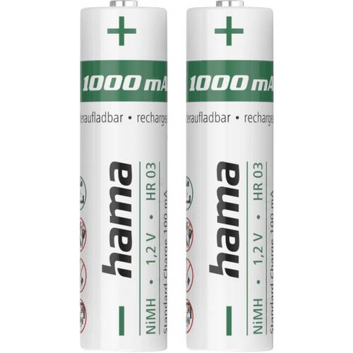 Thumbnail - Hama NiMH-Akkus, AAA Micro, 1000 mAh, 1,2 V, 2 Stück Micro (AAA)-Akku NiMH 1.2 V 2 St.