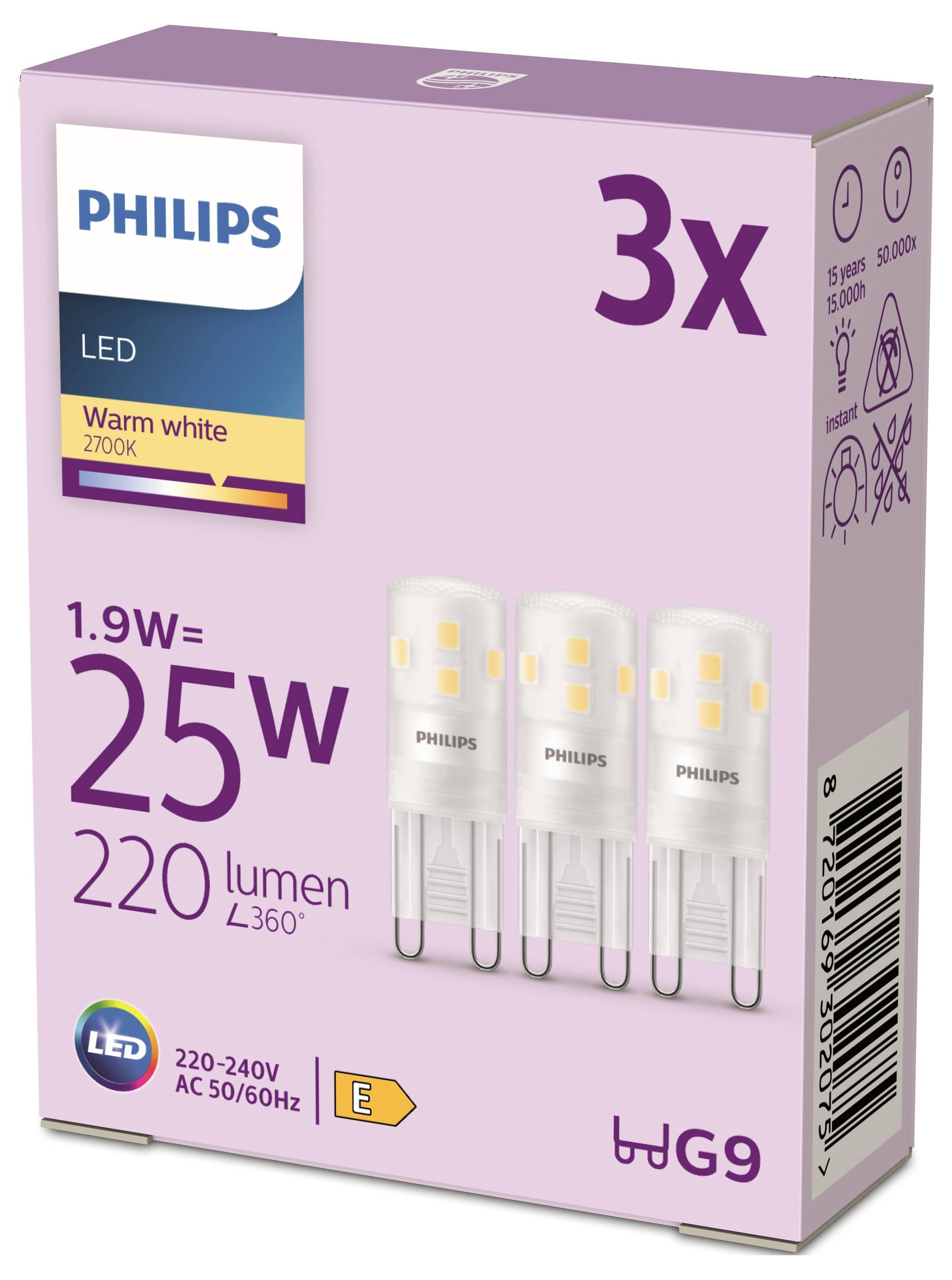Philips 8720169302075 LED EEK E (A - G) G9 1.9 W = 25 W Warmweiß 3 St.-1