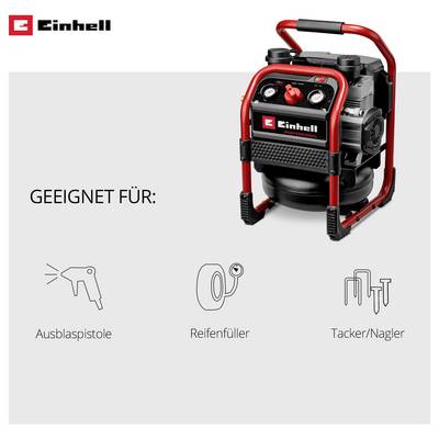 Einhell-Kompressor; geeignet für Ausblaspistole, Reifenfüller und Tacker/Nagler.<br>