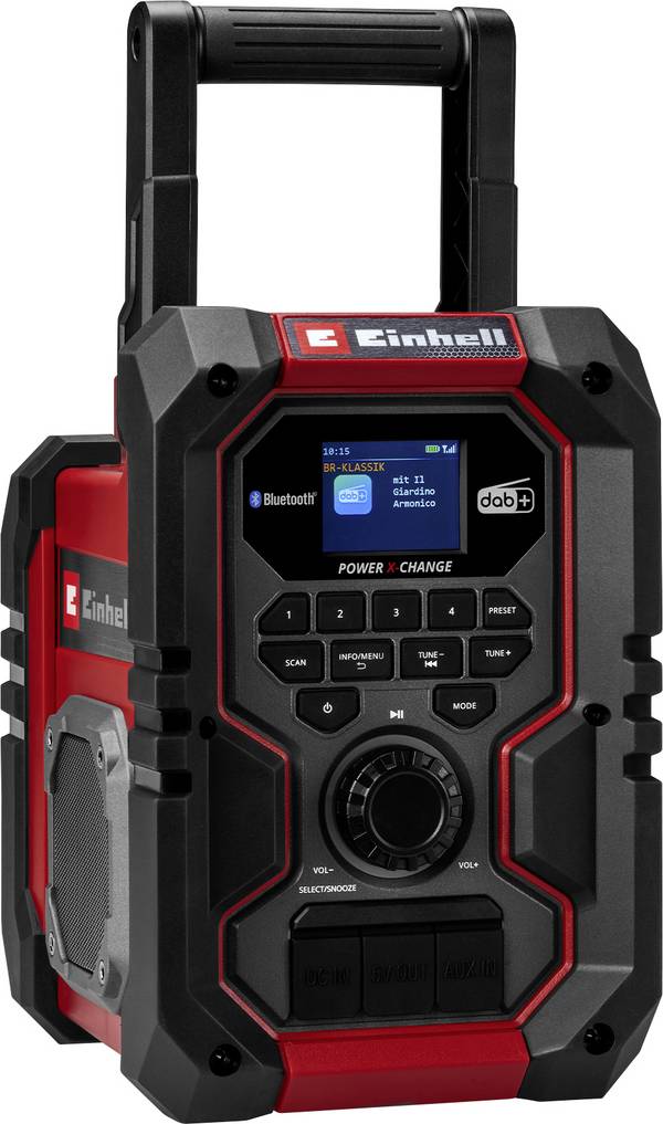 Einhell TE-CR 18 Li Akku-Radio DAB+, FM Bluetooth®, AUX, USB   Rot/Schwarz